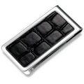 Metal Chrome Plated Money Clip with Black PVC Crocodile Skin Pattern